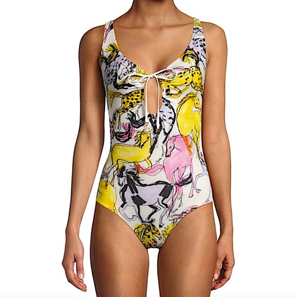 STELLA MCCARTNEY Printed Tie-Front One-Piece Swimsuit - Picture 1 of 7